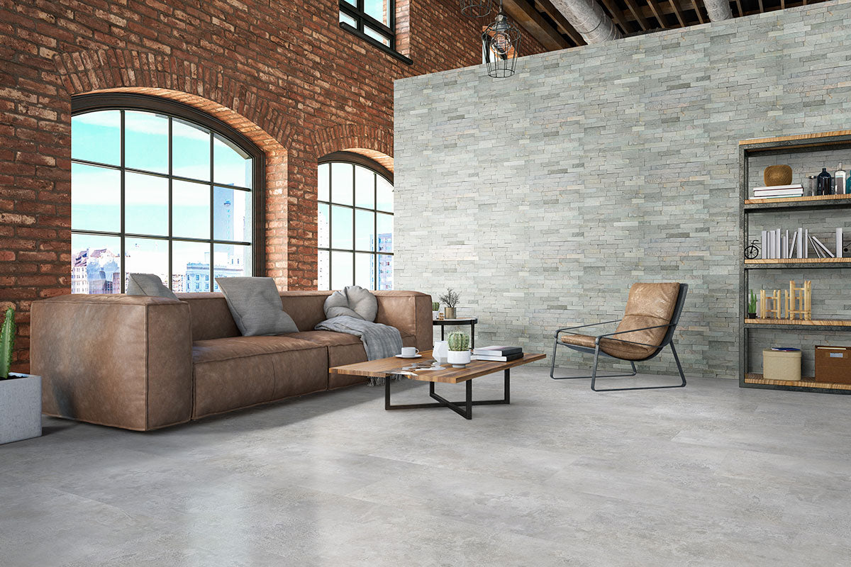 MSI XL Trecento Mountains Gray Luxury Vinyl Tile Flooring — surface detail in gray tonality