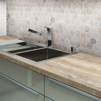 MSI Angora Polished 2" Hexagon Mosaic Tile — surface detail in natural tonality