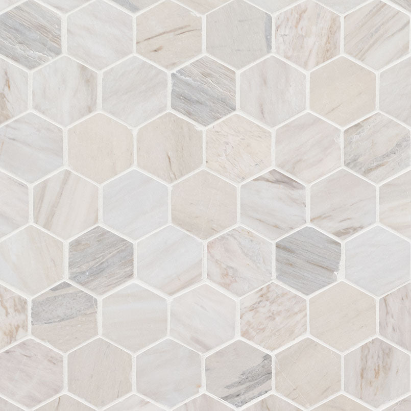 MSI Angora Polished 2" Hexagon Mosaic Tile — Natural Stone Mosaic