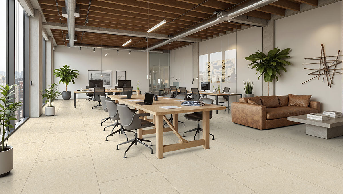 MSI Architecta Glacier — surface detail in natural tonality through-bodied porcelain for full-room install