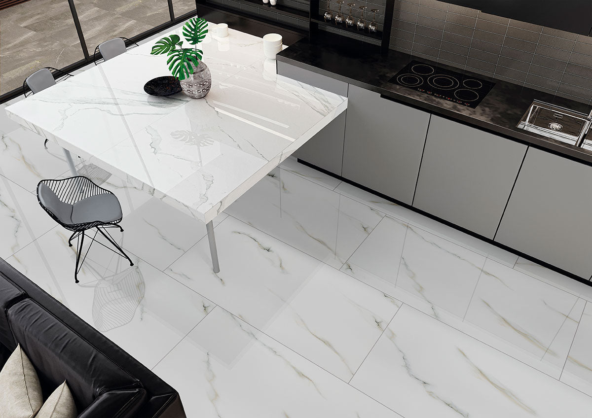 MSI Aria Bianco — surface detail in natural tonality through-bodied porcelain for full-room install