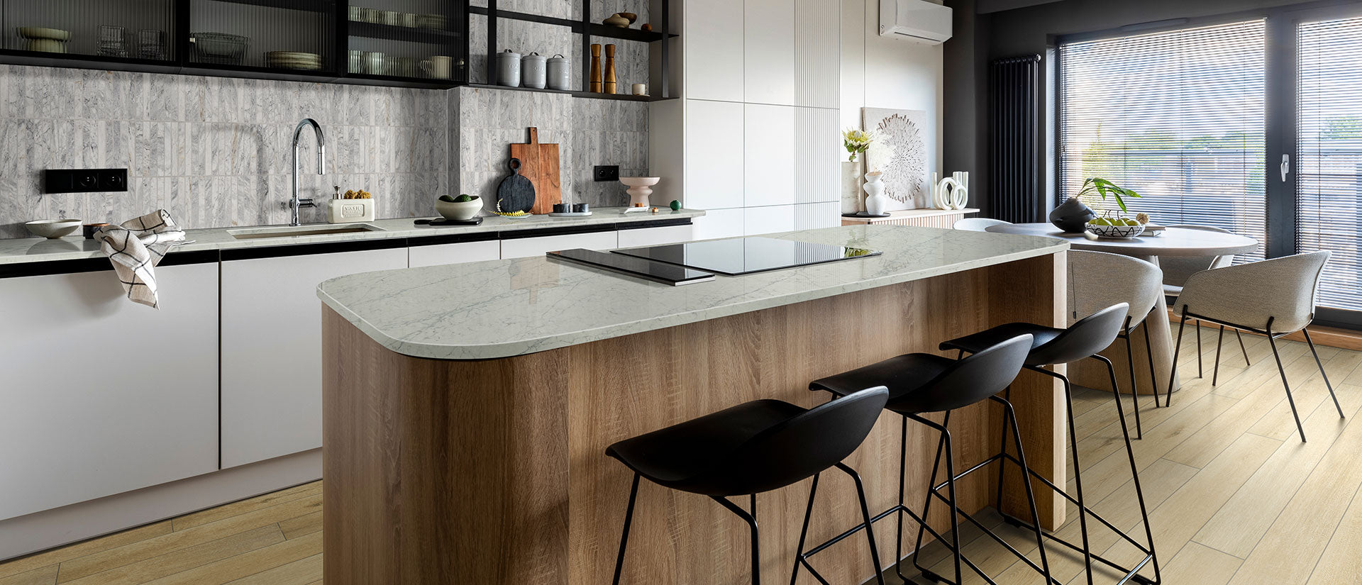MSI Azurmatt, surface detail in natural tonality engineered slab for kitchen and feature install, third view