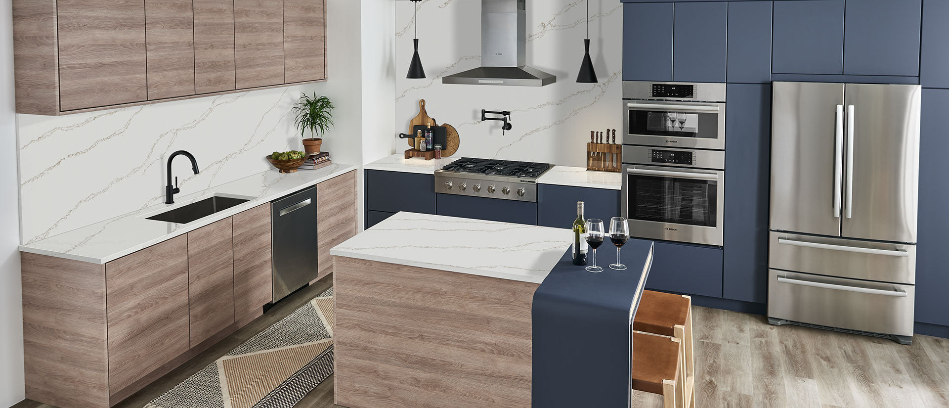 MSI Calacatta Arno, surface detail in natural tonality engineered slab for kitchen and feature install, fourth view