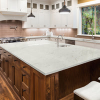 MSI Calacatta Lavasa Quartz — surface detail in natural tonality