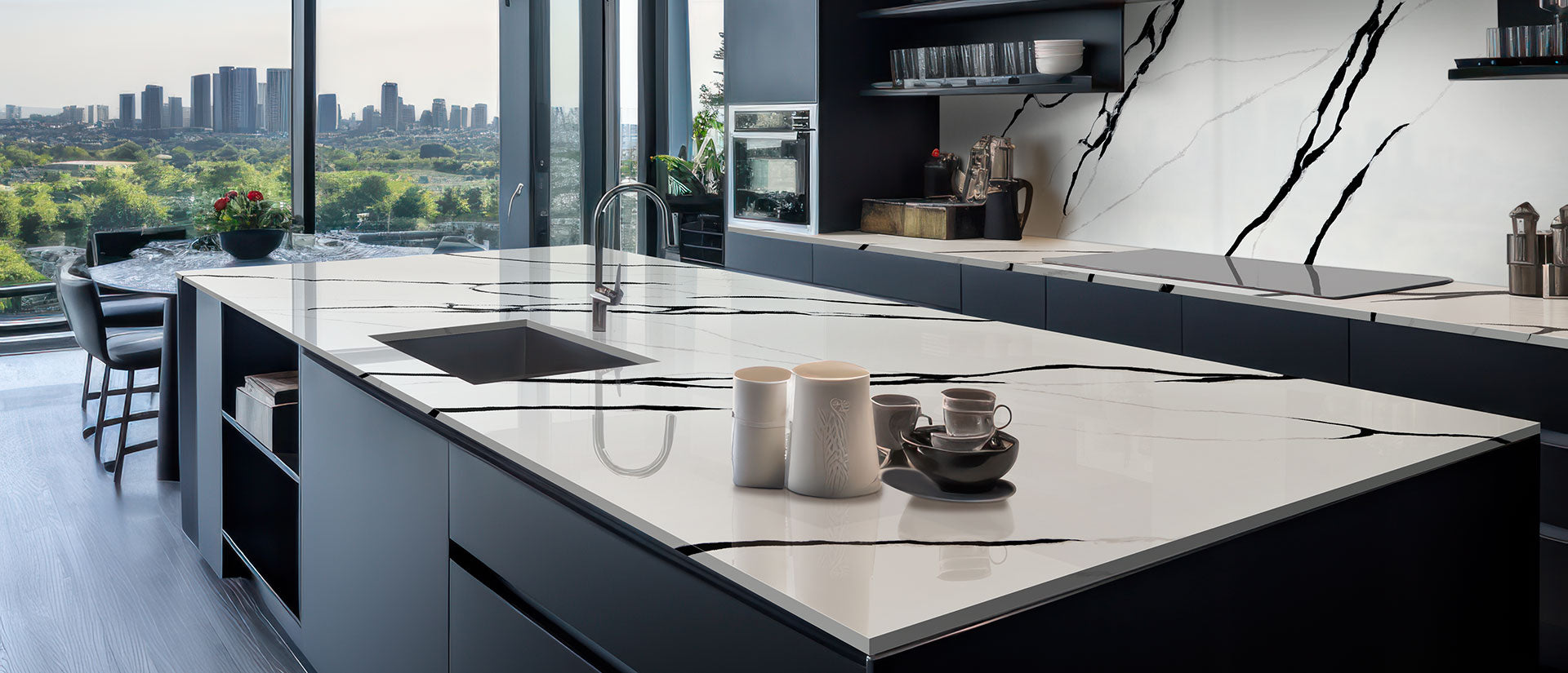 MSI Calacatta Lumanyx — surface detail in natural tonality engineered slab for kitchen and feature install