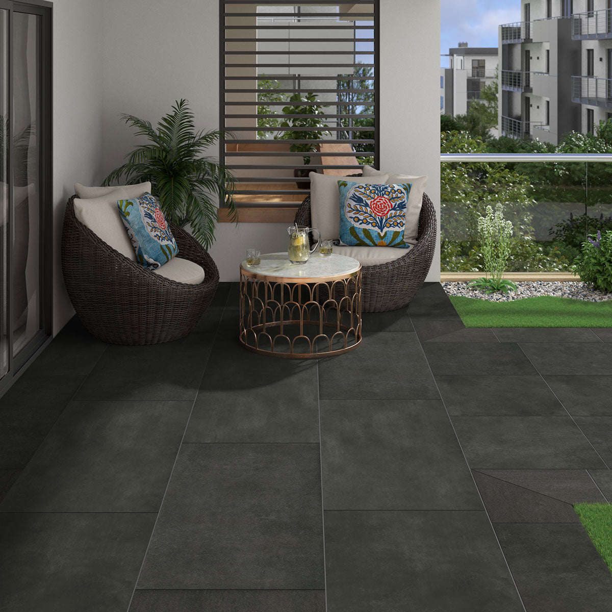 MSI Cementique Graphite Porcelain Paver — surface detail in graphite tonality