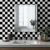 MSI Domino White and Black 4" Checkered Matte — surface detail in white tonality