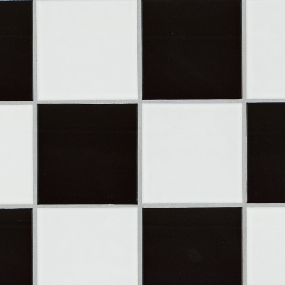 MSI Domino White and Black 4" Checkered Matte — Porcelain Wall Tile in white tonality