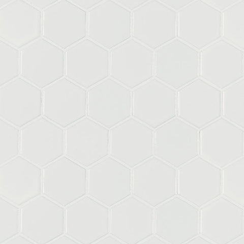 MSI Domino White Matte 2" Hexagon Mosaic Tile