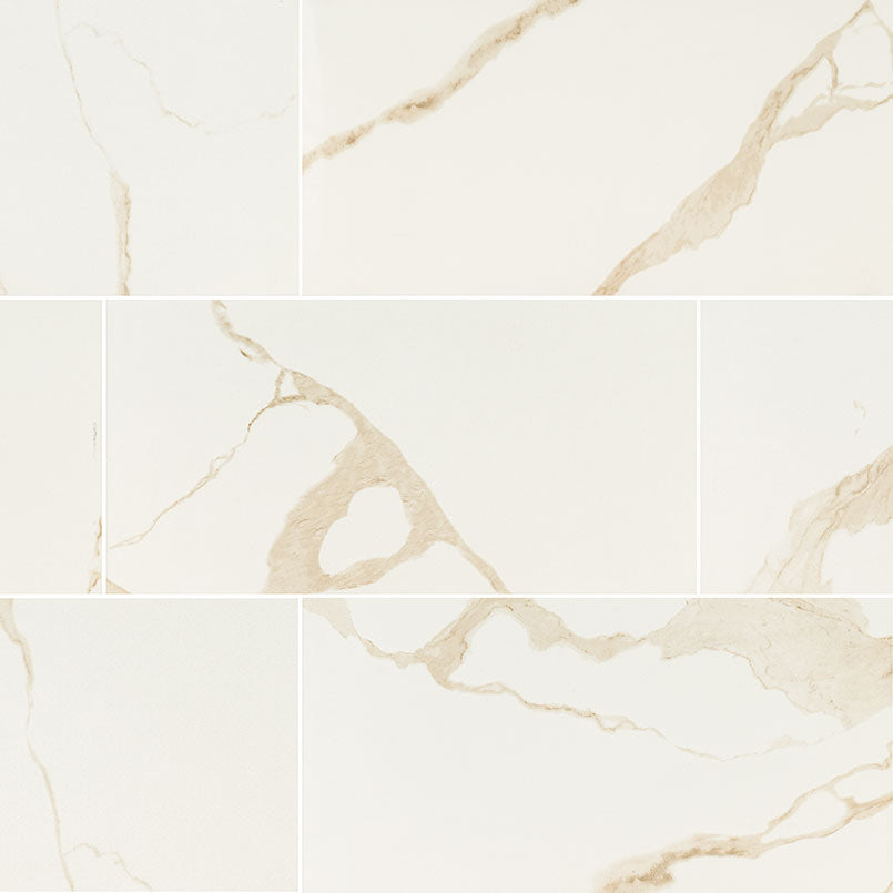MSI Eden Calacatta — Ceramic Porcelain Floor Tile through-bodied porcelain for full-room install