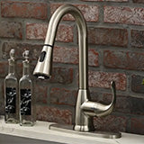 MSI 1 Handle Pull-Down Sprayer Kitchen Faucet — surface detail in natural tonality
