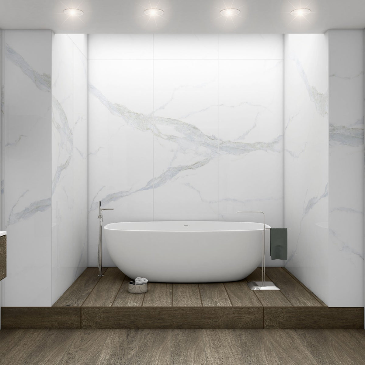 MSI Glacier Statuary Polished Sets 32 x 96 Polished — surface detail in natural tonality