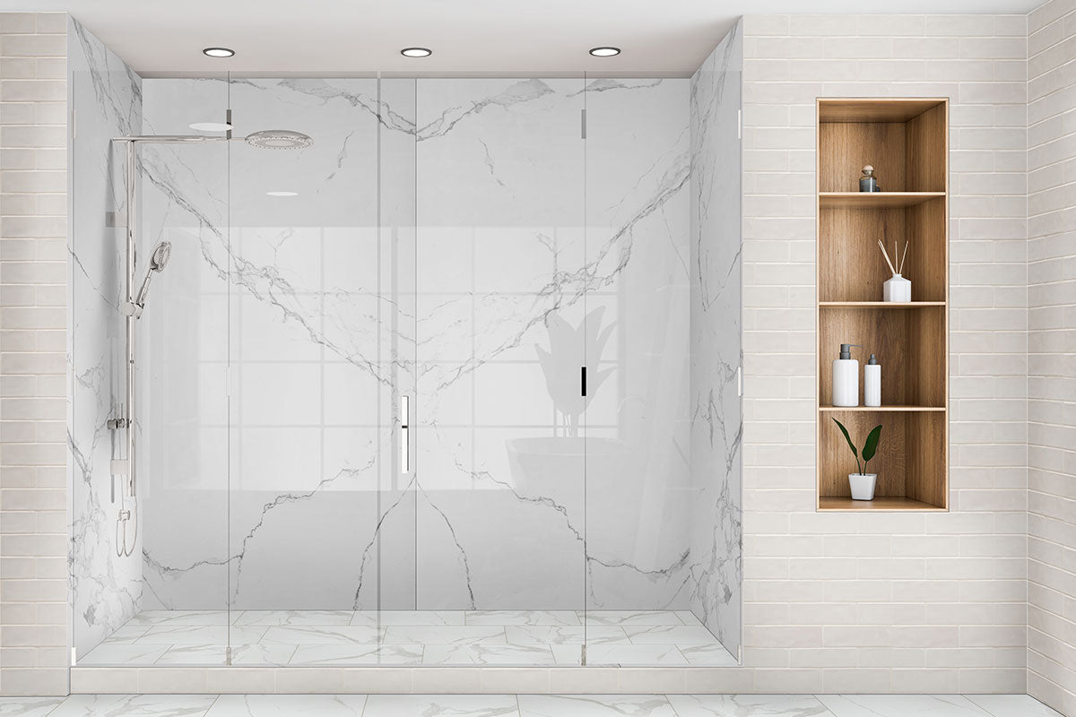 MSI Glacier Statuary Polished Sets 32 x 96 Polished — surface detail in natural tonality