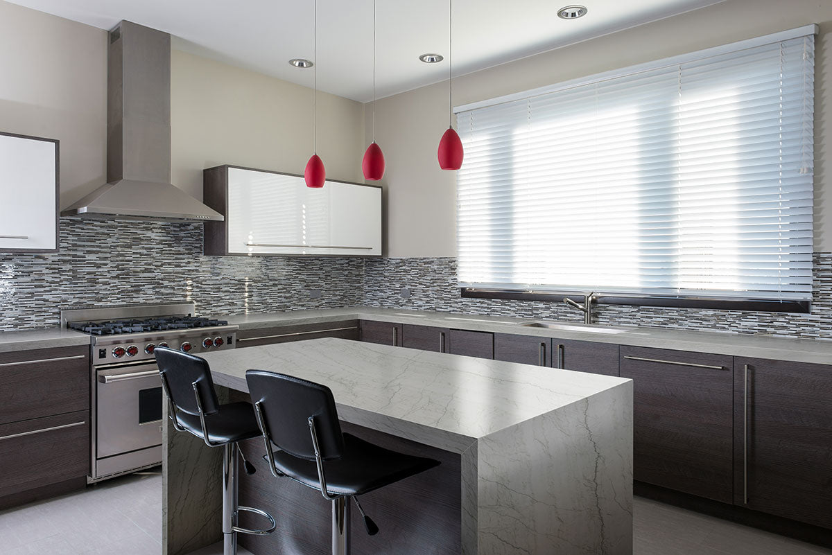 MSI Gray Canyon — surface detail in gray tonality metamorphic crystalline slab for kitchen install