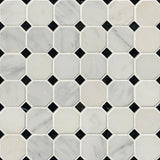 MSI Greecian White 2" Octagon with Black 5/8x5/8 Polished in 12x12 Mesh