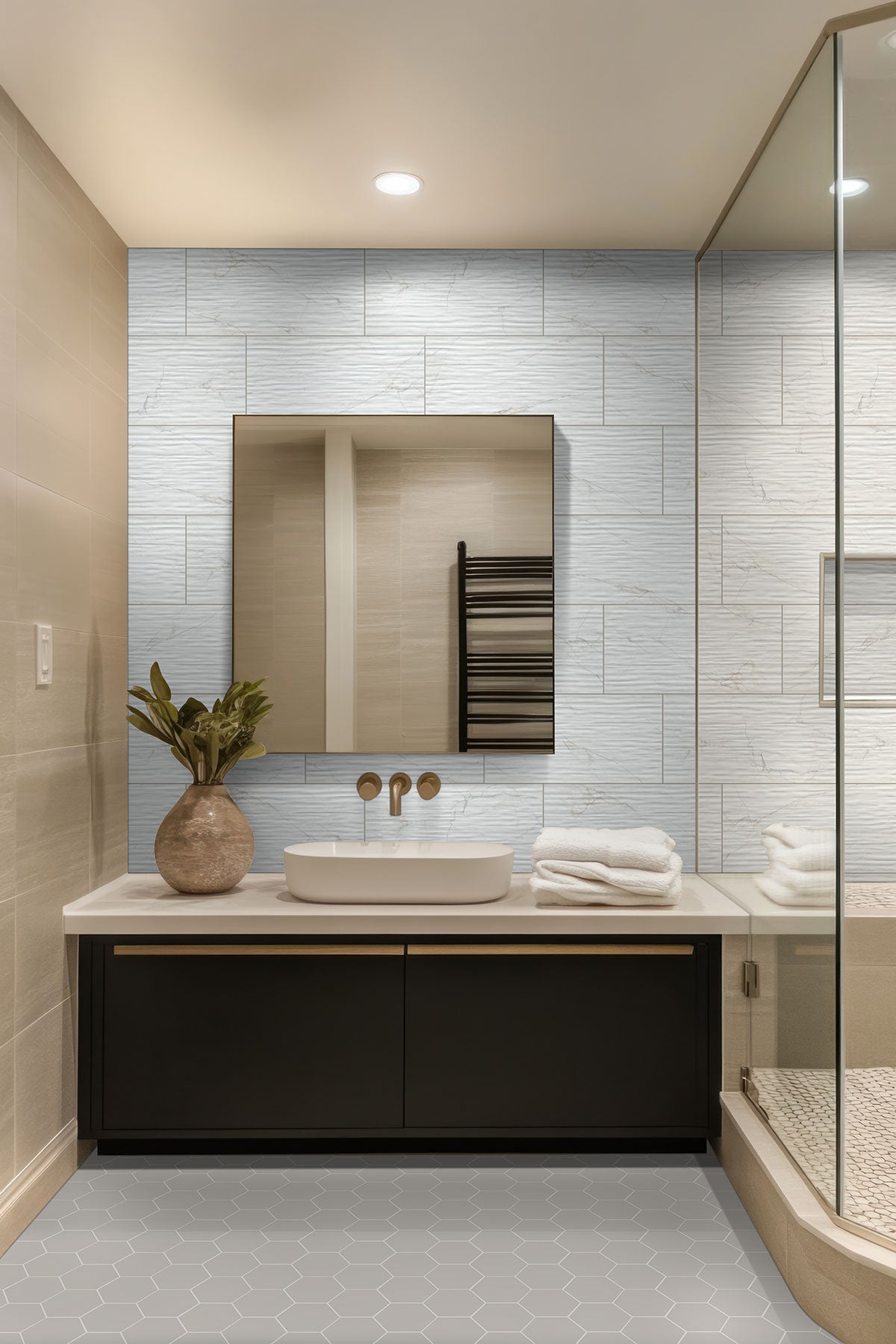 MSI Hexley Dove Hexagon Tile — surface detail in natural tonality