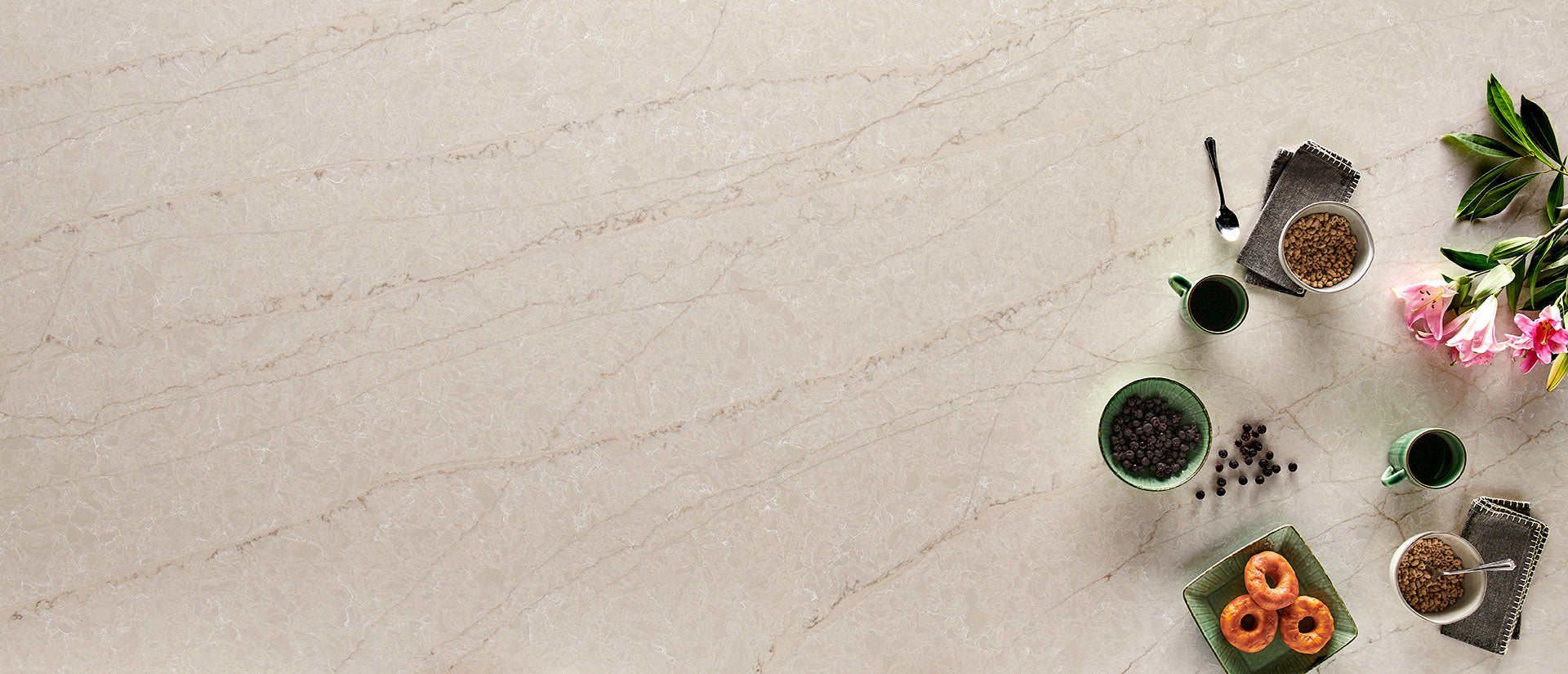 MSI Lumataj, surface detail in natural tonality engineered slab for kitchen and feature install