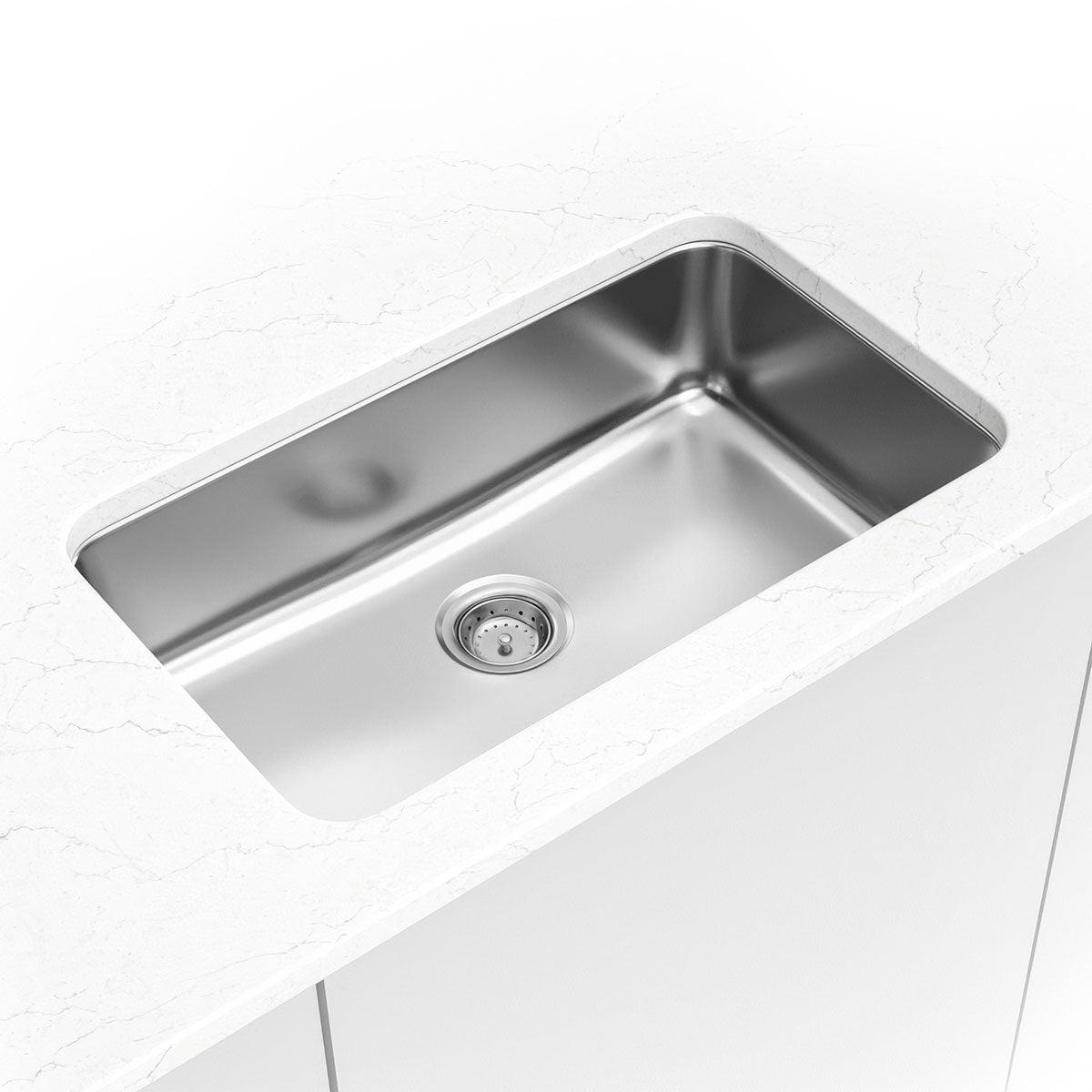 MSI 18G 3018 Sinks — surface detail in natural tonality heavy-gauge undermount single-bowl kitchen sink