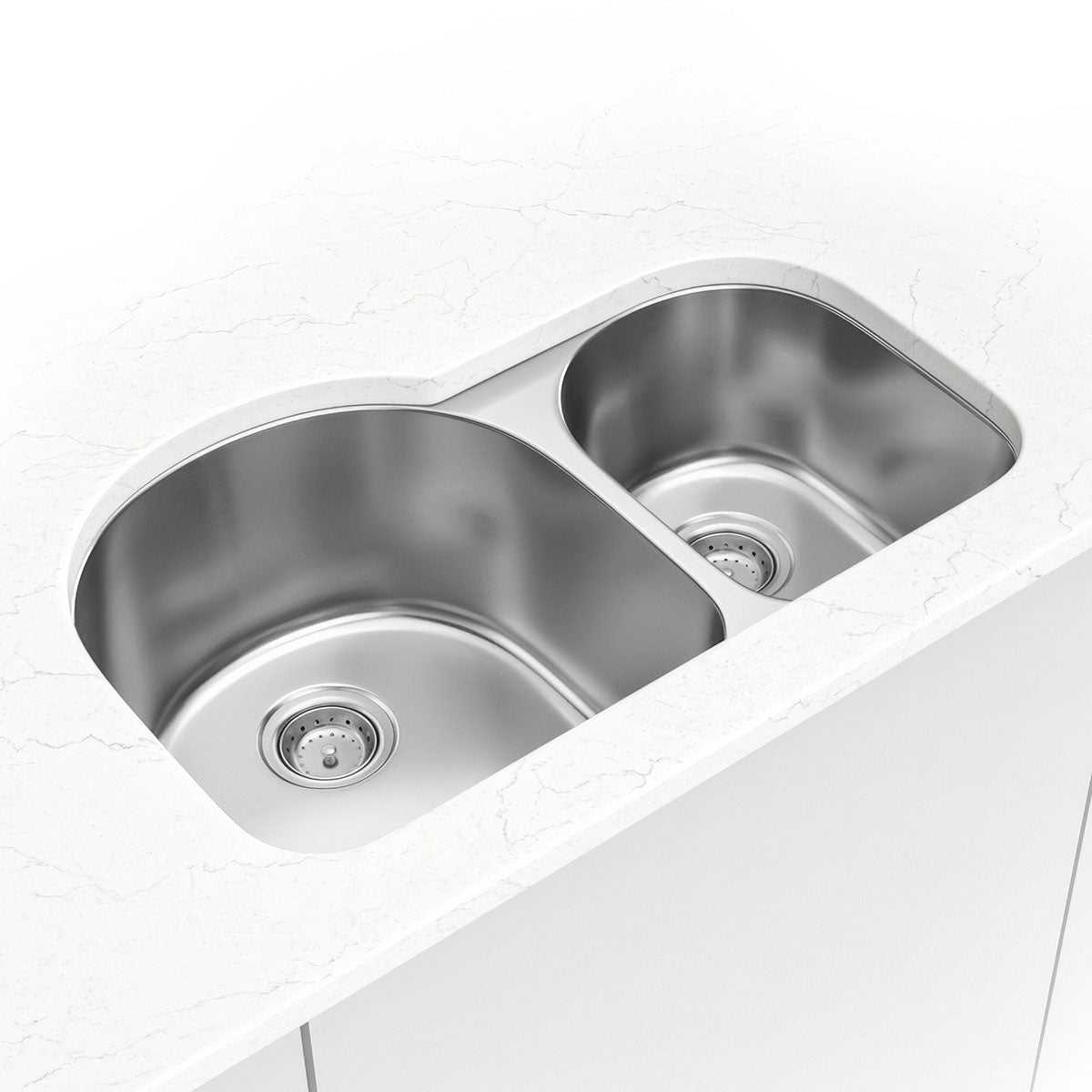 MSI 18G 60/40 — surface detail in natural tonality heavy-gauge undermount single-bowl kitchen sink