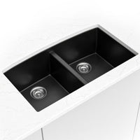 MSI Black Quartz Double Bowl 50/50-3219 Sinks — surface detail in black tonality
