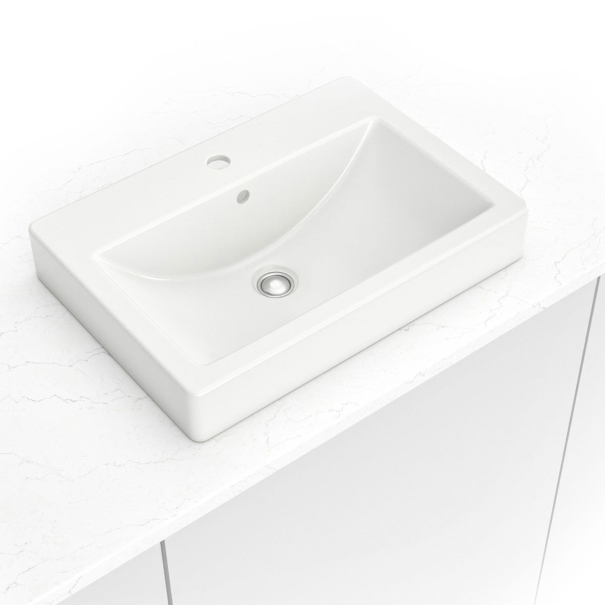 MSI Overmount White Rectangle 2417 Sinks — Single-Bowl Kitchen Sink in white tonality