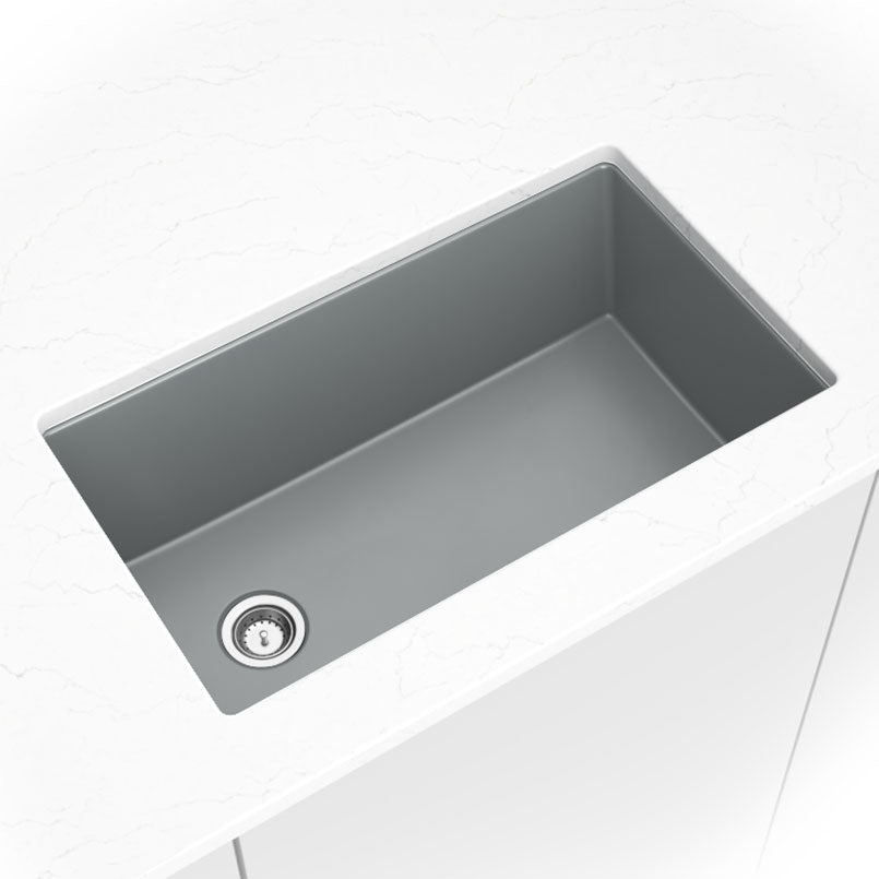MSI Gray Quartz Single Bowl 3119 Sinks — surface detail in gray tonality