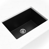 MSI Black Quartz Single Bowl 2418 Sinks — surface detail in black tonality