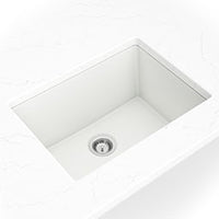 MSI White Quartz Single Bowl 2418 Sinks — surface detail in white tonality