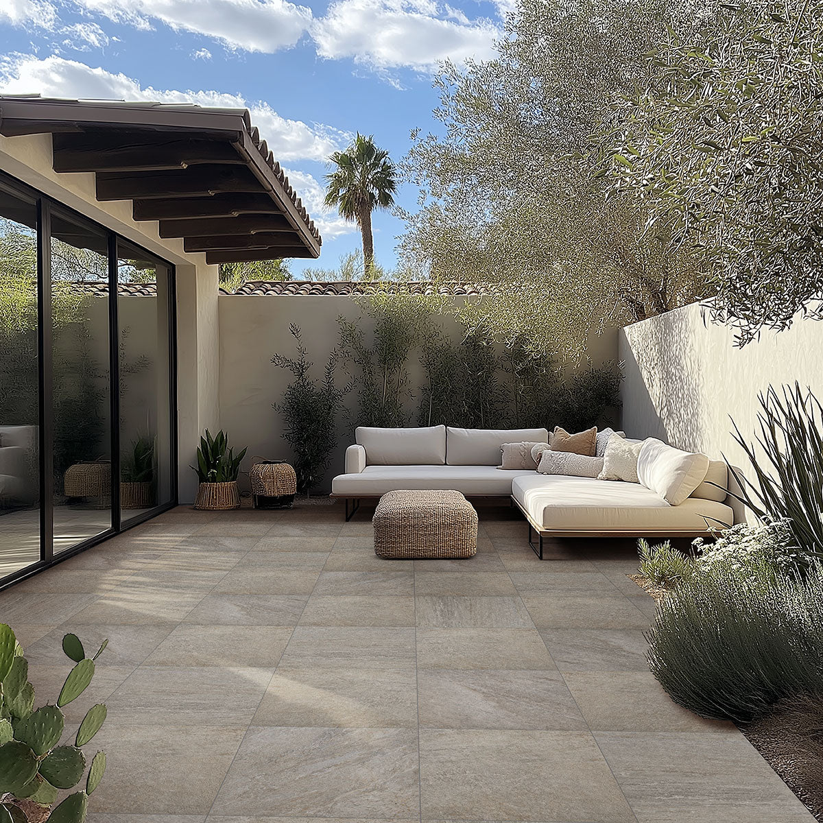 MSI Quartz Silver Porcelain Paver — surface detail in silver tonality