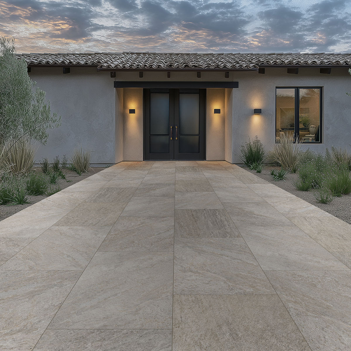 MSI Quartz Silver Porcelain Paver — surface detail in silver tonality