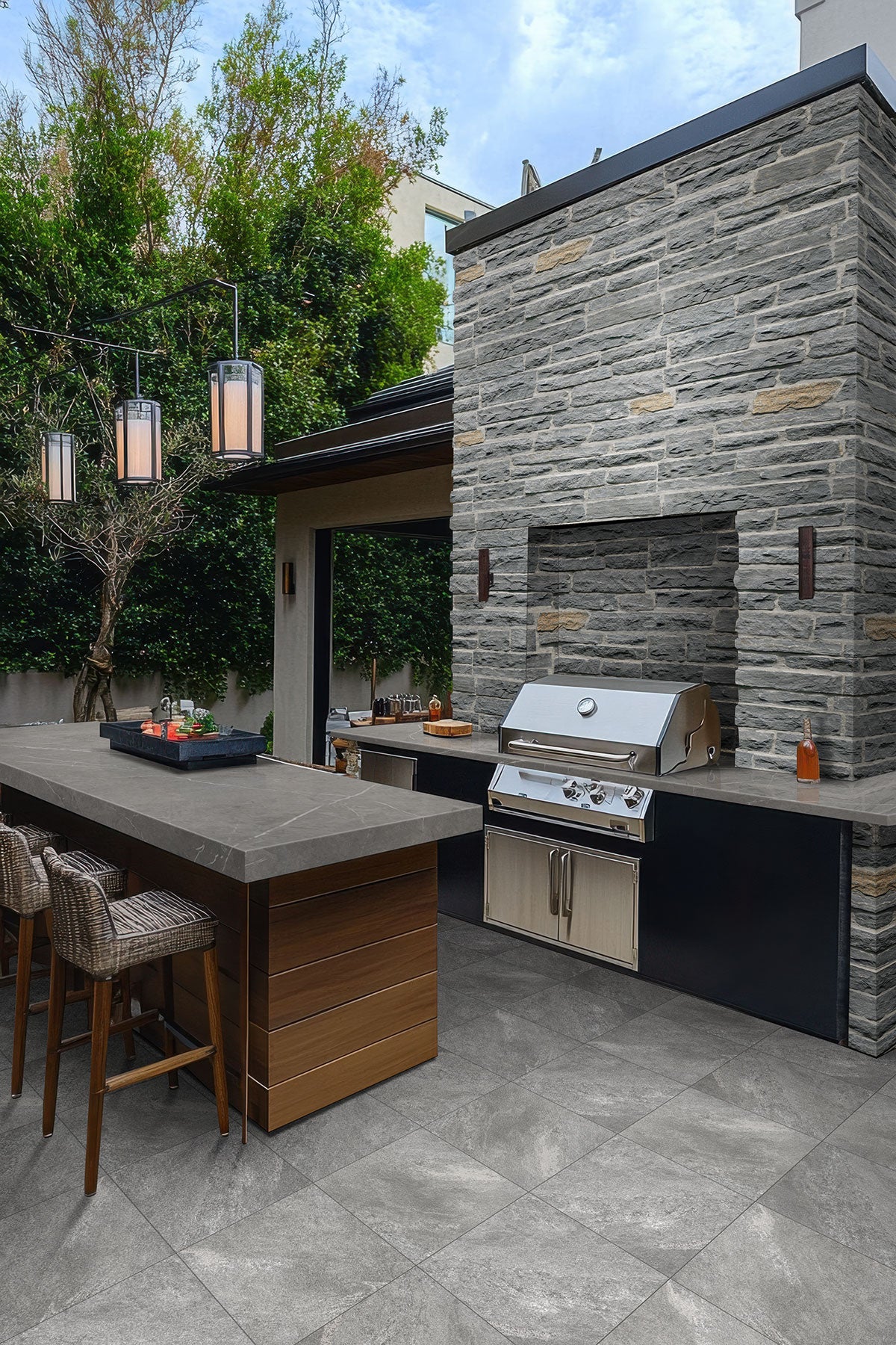 MSI Quarzo Gray Porcelain Paver — surface detail in gray tonality