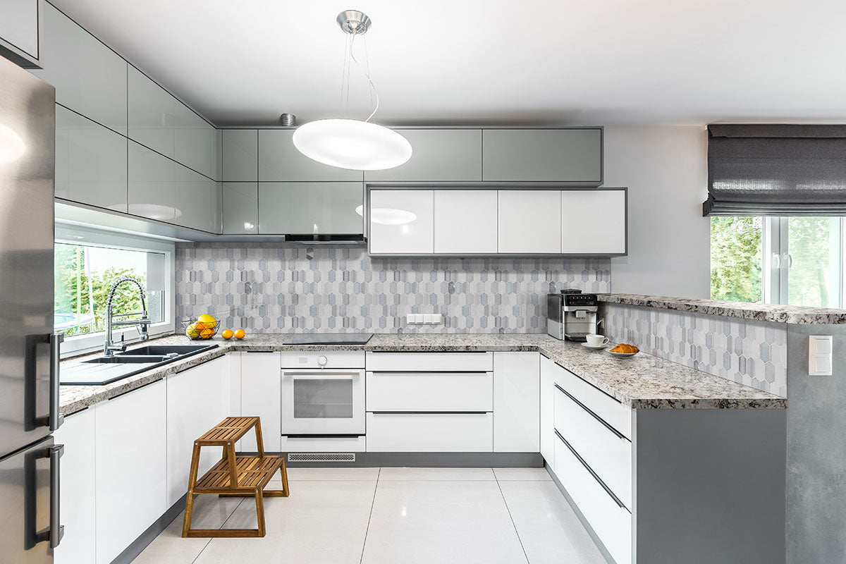 MSI White Glimmer - Granite Island Countertop