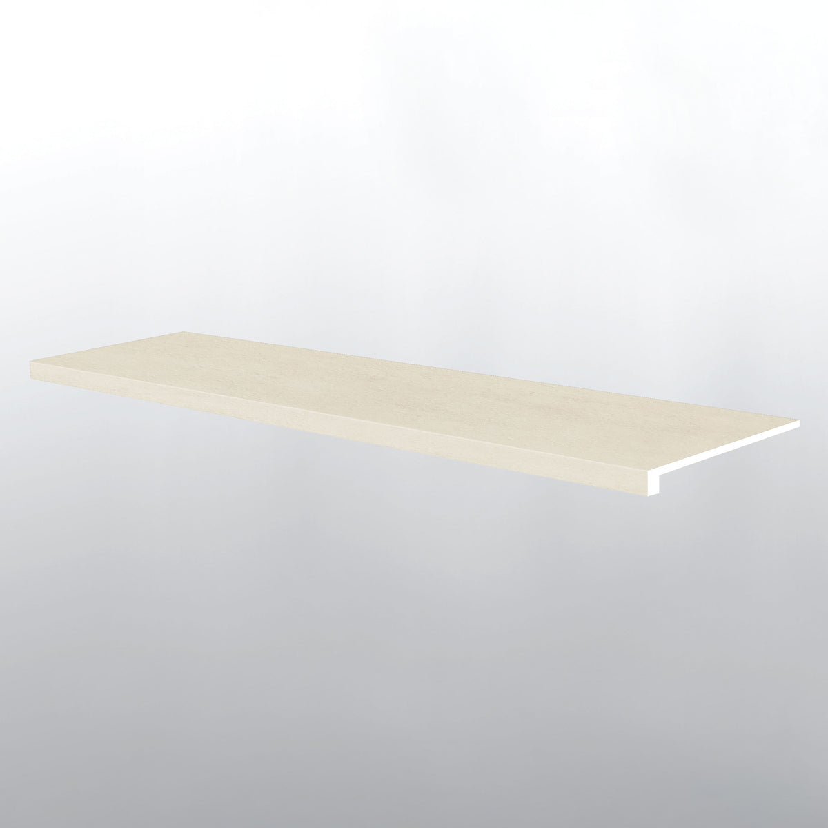 Edge profile of MSI XL Trecento Ivorelle Stair Tread Eased Edge, showing the face finish and the body thickness