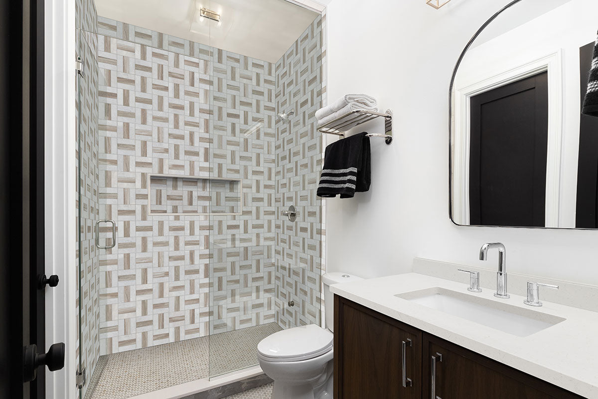 MSI Myrtle Sands Round Matte Porcelain Mosaic — room scene