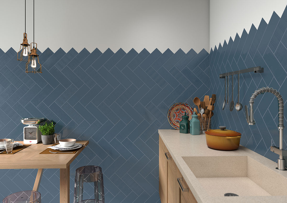 MSI Urbano Navy 3D Mix Tile — surface detail in navy tonality