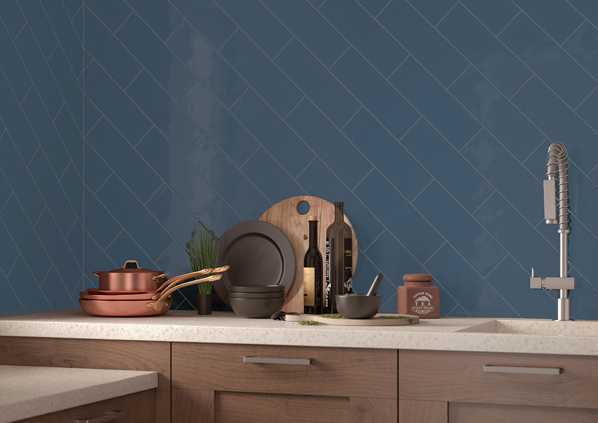 MSI Urbano Navy Tile — surface detail in navy tonality 4x12 glossy