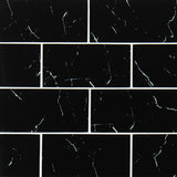 MSI Nero Marquina 3x6 Glass Tile