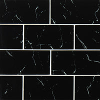 MSI Nero Marquina 3x6 Glass Tile — Glass Mosaic Tile mesh-mounted for designer installs