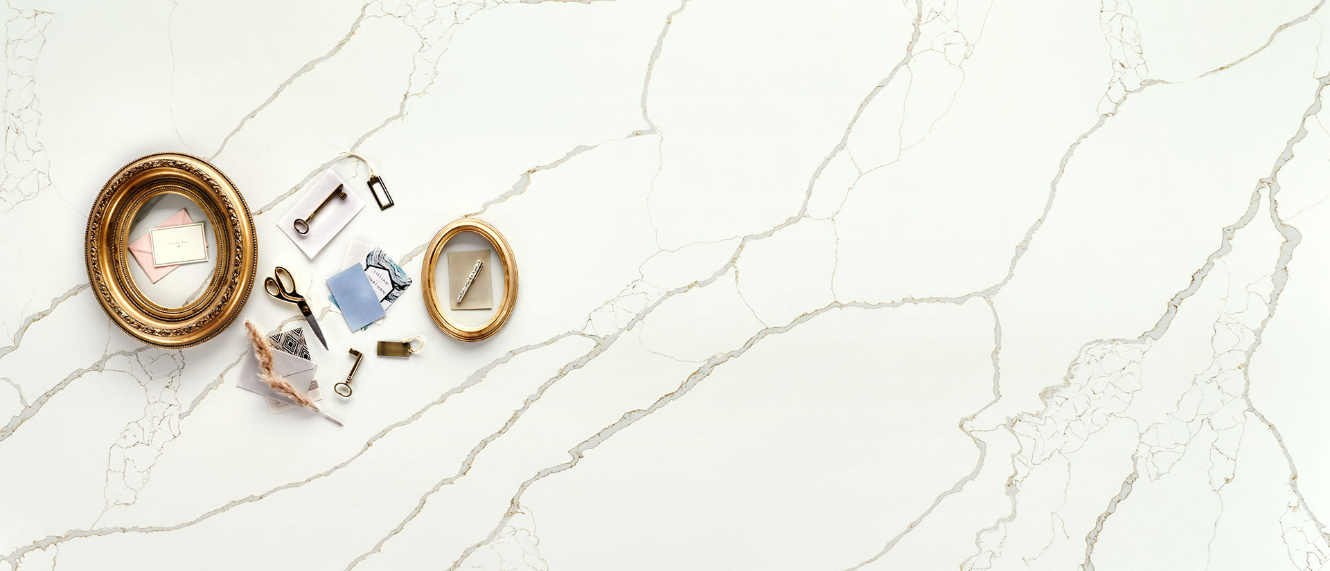 MSI New Calacatta Laza Gold — surface detail in gold tonality