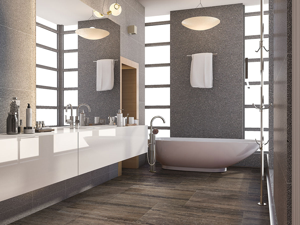 MSI Veneto Noce — surface detail in natural tonality through-bodied porcelain for full-room install
