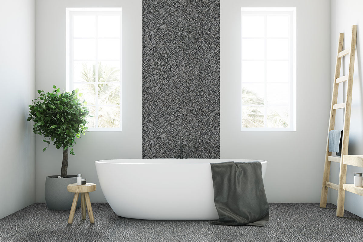 MSI Noir Ash Mini Pebble Tile — surface detail in natural tonality