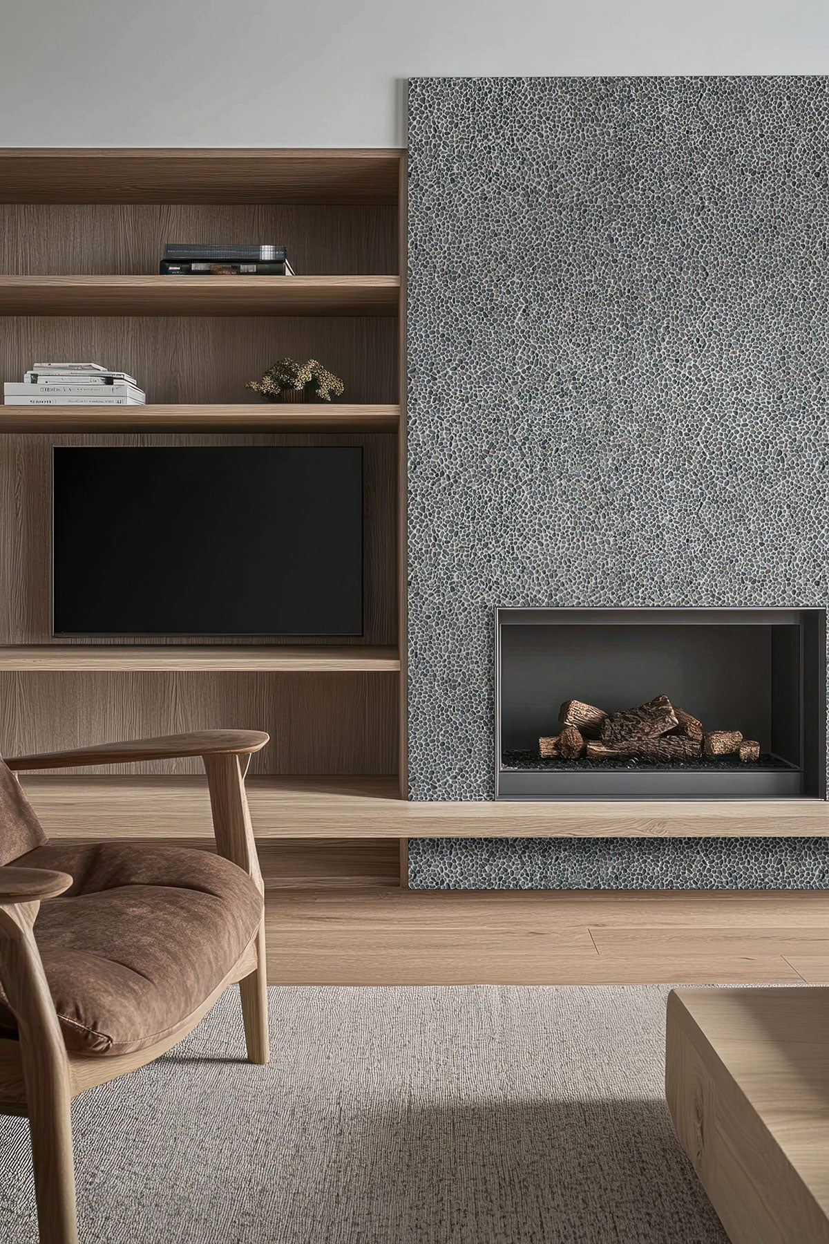 MSI Noir Ash Mini Pebble Tile — surface detail in natural tonality