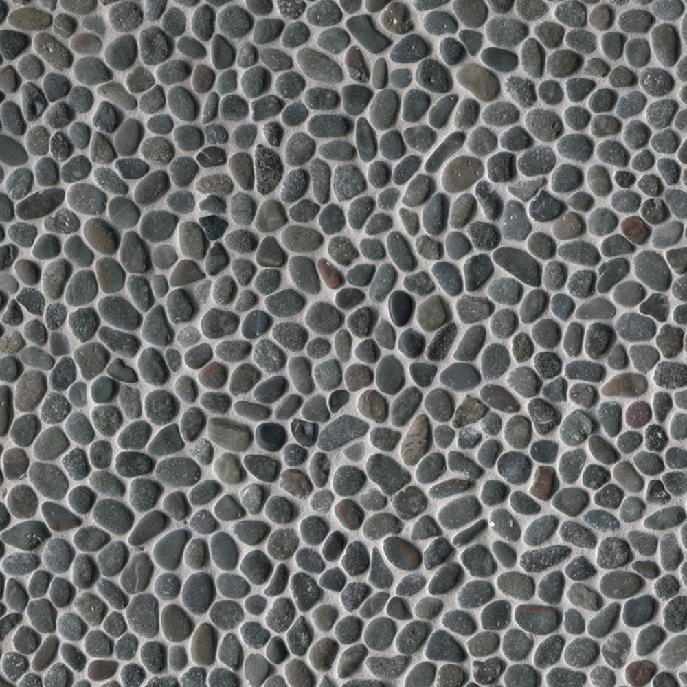MSI Noir Ash Mini Pebble Tile — Pebble Mosaic Tile tumbled mesh-mounted for shower and spa walls