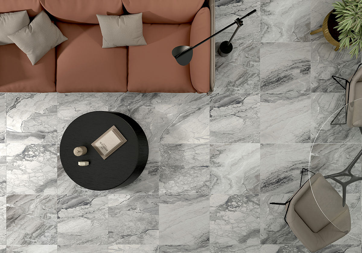 MSI Kaya Onda Gray — surface detail in gray tonality through-bodied porcelain for full-room install