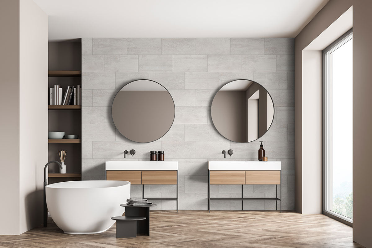 MSI Oxide Blanc — surface detail in natural tonality through-bodied porcelain for full-room install