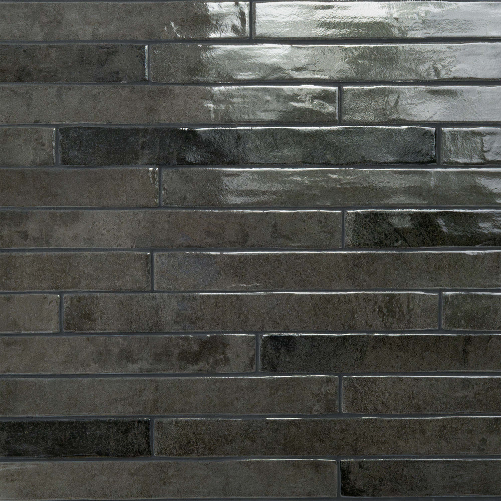 MSI Flamenco Palace Charcoal 2x18 Glossy — Porcelain Wall Tile in charcoal tonality