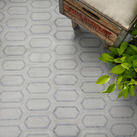 MSI Bianco Dolomite Pavilion Marble Picket Tile — surface detail in natural tonality
