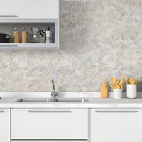 MSI Pearla Arabesque Glass Mosaic Tile — surface detail in natural tonality
