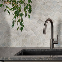MSI Pearla Arabesque Glass Mosaic Tile — surface detail in natural tonality