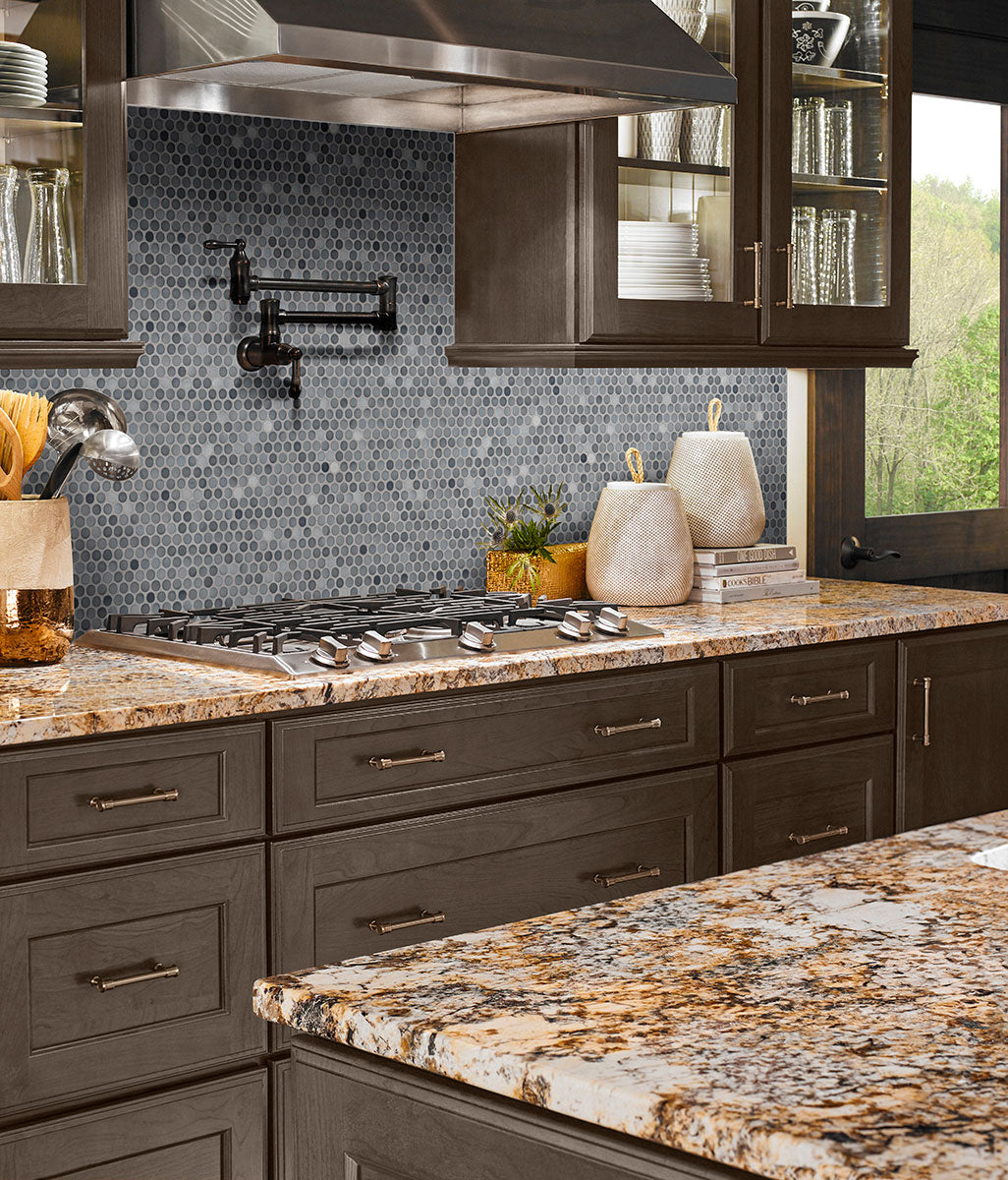 MSI Penny Round Grigio Mix Mosaic — room scene